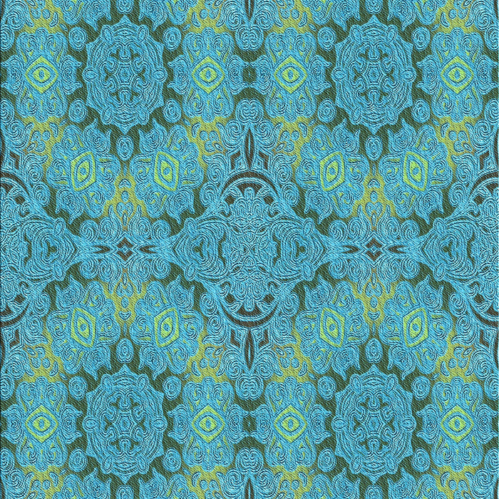 Patterned Dark Cyan Green Rug, pat3685lblu