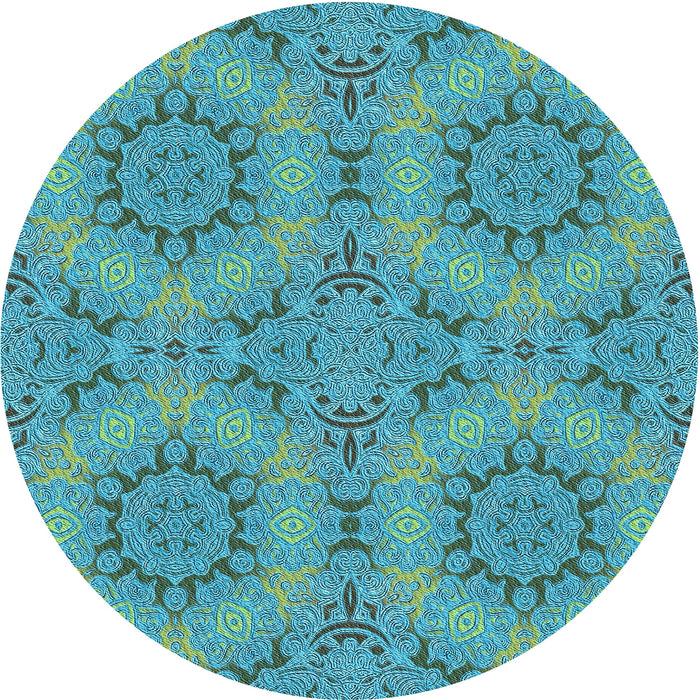Square Patterned Dark Cyan Green Rug, pat3685lblu