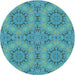 Square Patterned Dark Cyan Green Rug, pat3685lblu