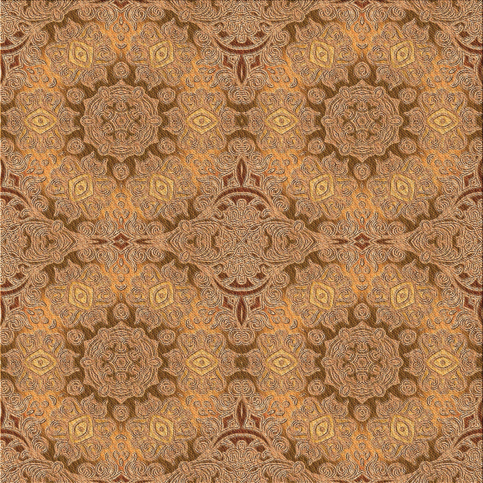 Round Patterned Orange Rug, pat3685org