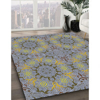 Patterned Pale Silver Gray Novelty Rug, pat3685