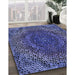 Patterned Light Slate Blue Rug in Family Room, pat3686blu