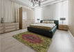 Patterned Bakers Brown Rug in a Bedroom, pat3686brn