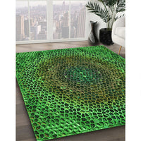 Patterned Dark Forest Green Rug, pat3686grn