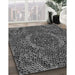 Patterned Charcoal Black Rug in Family Room, pat3686gry