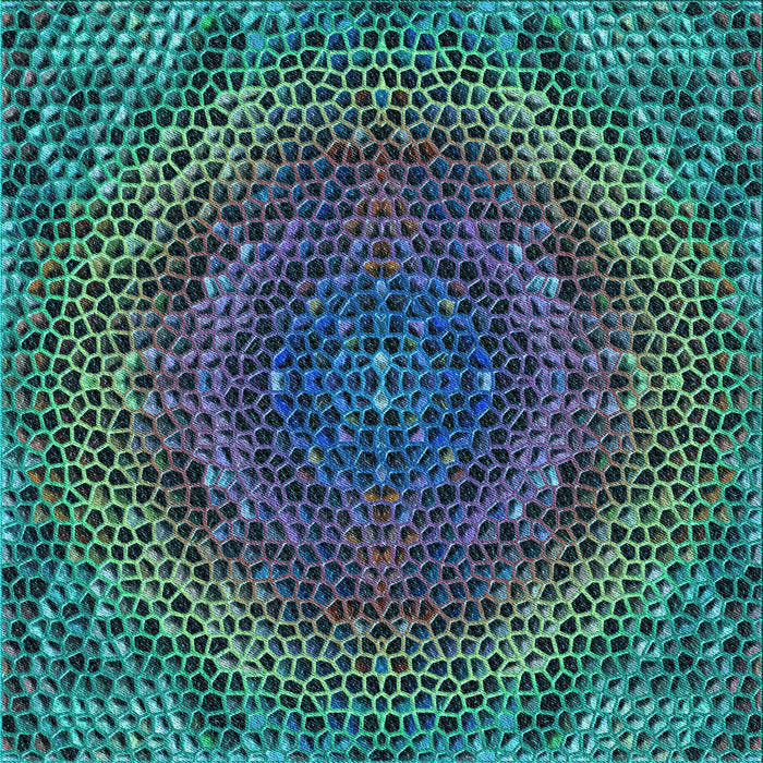 Round Machine Washable Transitional Deep-Sea Blue Rug, wshpat3686lblu