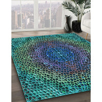 Patterned Deep-Sea Blue Rug, pat3686lblu