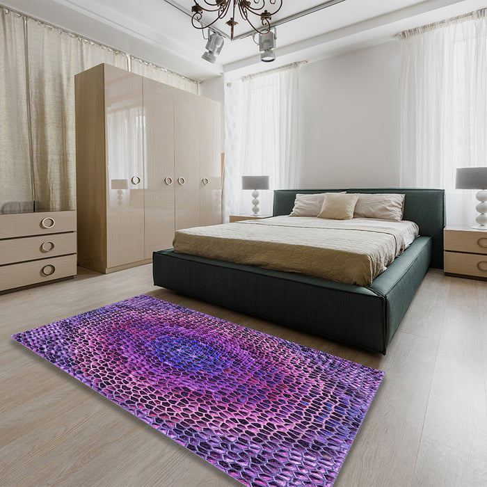 Patterned Purple Rug in a Bedroom, pat3686pur