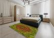 Round Machine Washable Transitional Night Red Rug in a Office, wshpat3686yw