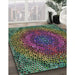 Patterned Green Novelty Rug in Family Room, pat3686