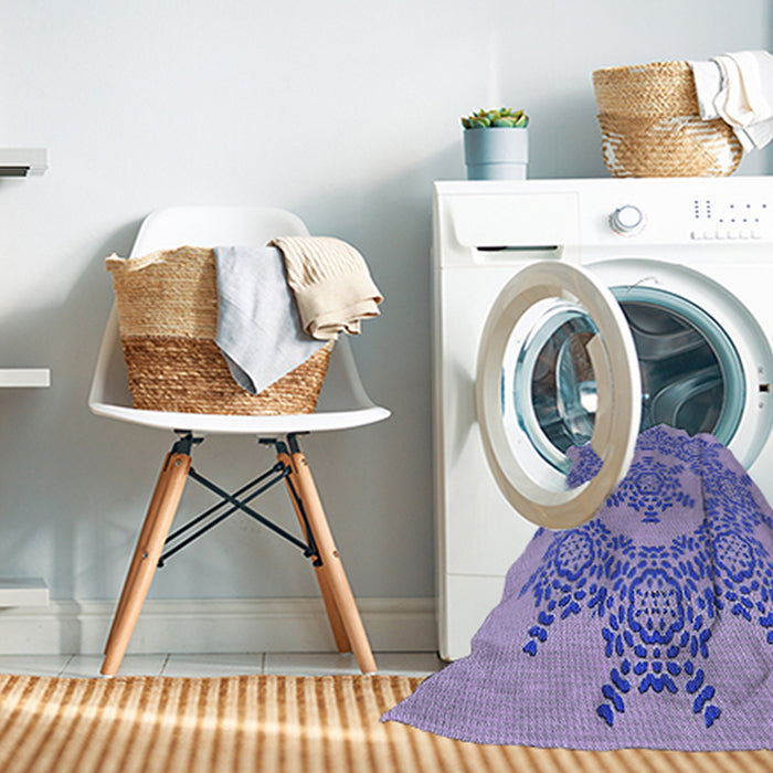 Machine Washable Transitional Mauve Purple Rug in a Washing Machine, wshpat3687blu