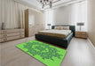 Patterned Emerald Green Rug in a Bedroom, pat3687grn