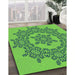 Patterned Emerald Green Rug in Family Room, pat3687grn