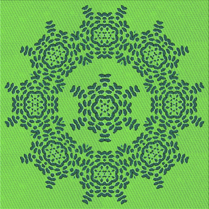 Round Patterned Emerald Green Rug, pat3687grn