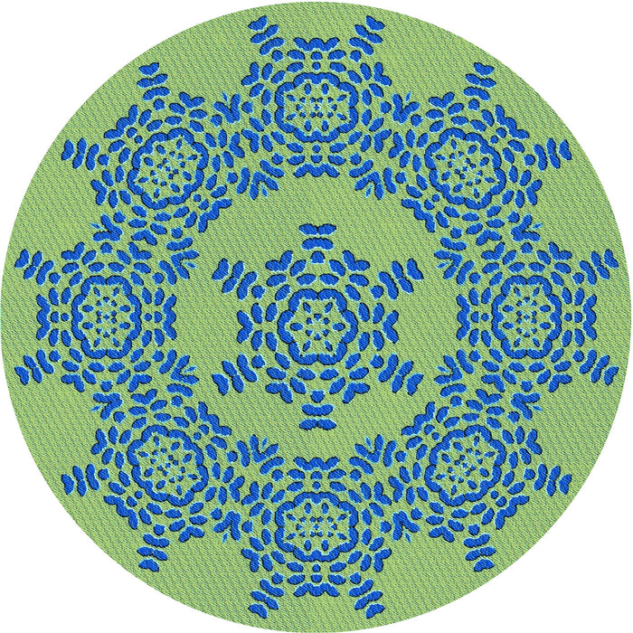 Square Patterned Aquamarine Stone Green Rug, pat3687lblu