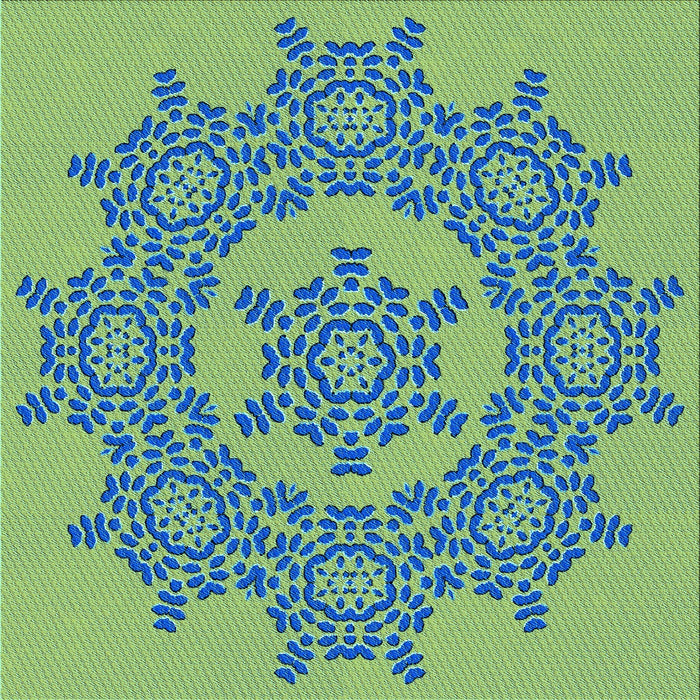 Round Patterned Aquamarine Stone Green Rug, pat3687lblu