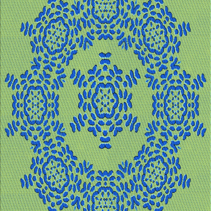 Patterned Aquamarine Stone Green Rug, pat3687lblu