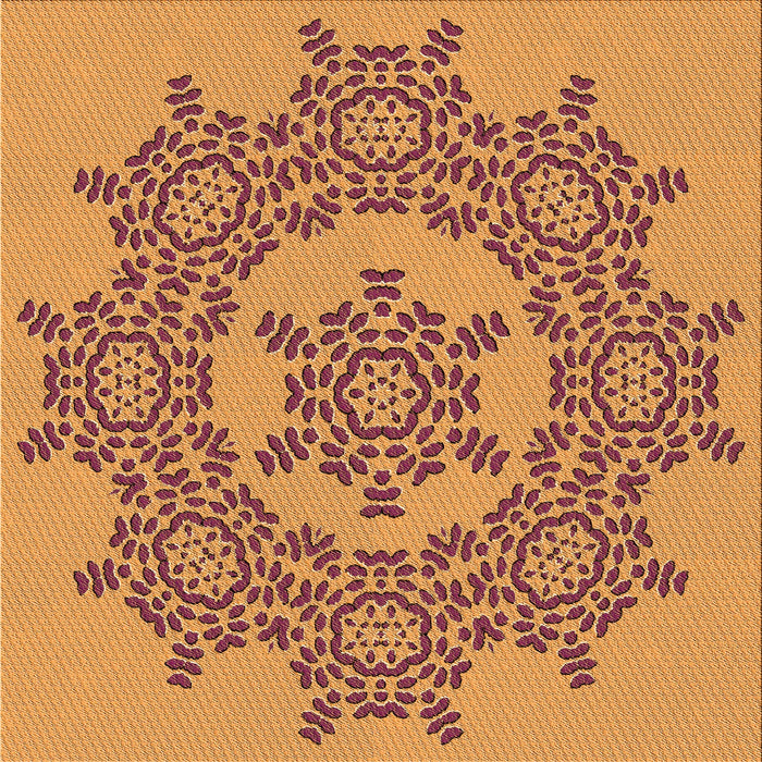 Round Patterned Red Rug, pat3687org