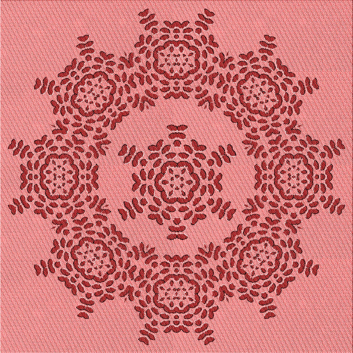 Round Machine Washable Transitional Light Coral Pink Rug, wshpat3687rd
