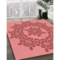 Patterned Light Coral Pink Rug, pat3687rd