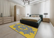 Patterned Ash Gray Novelty Rug in a Bedroom, pat3687