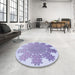 Round Patterned Medium Purple Rug in a Office, pat3688blu