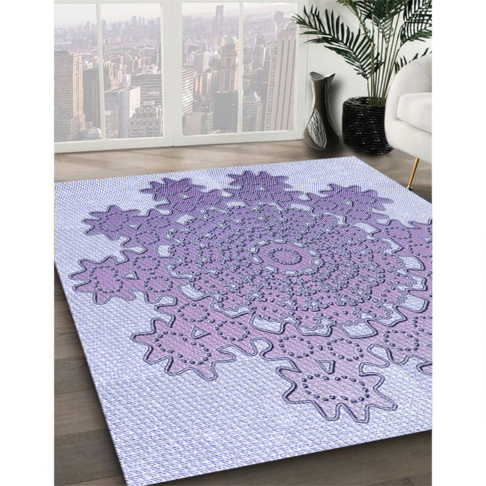 Machine Washable Transitional Medium Purple Rug in a Family Room, wshpat3688blu