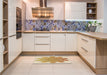 Patterned Brown Gold Rug in a Kitchen, pat3688brn