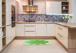 Patterned Jade Green Rug in a Kitchen, pat3688grn