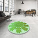 Round Patterned Jade Green Rug in a Office, pat3688grn