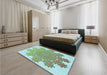 Patterned Green Rug in a Bedroom, pat3688lblu