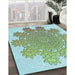 Patterned Green Rug in Family Room, pat3688lblu