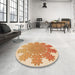 Round Patterned Orange Rug in a Office, pat3688org