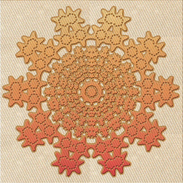 Round Patterned Orange Rug, pat3688org