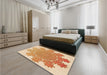 Patterned Orange Rug in a Bedroom, pat3688org
