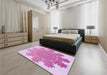 Round Machine Washable Transitional Blossom Pink Rug in a Office, wshpat3688pur