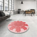Round Patterned Red Rug in a Office, pat3688rd