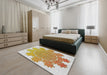 Machine Washable Transitional Copper Brown Rug in a Bedroom, wshpat3688