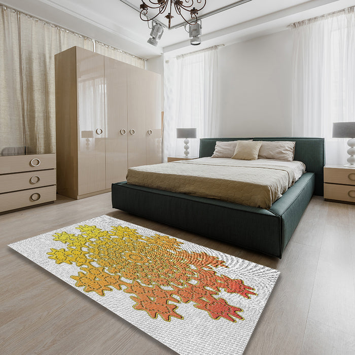 Patterned Copper Brown Novelty Rug in a Bedroom, pat3688
