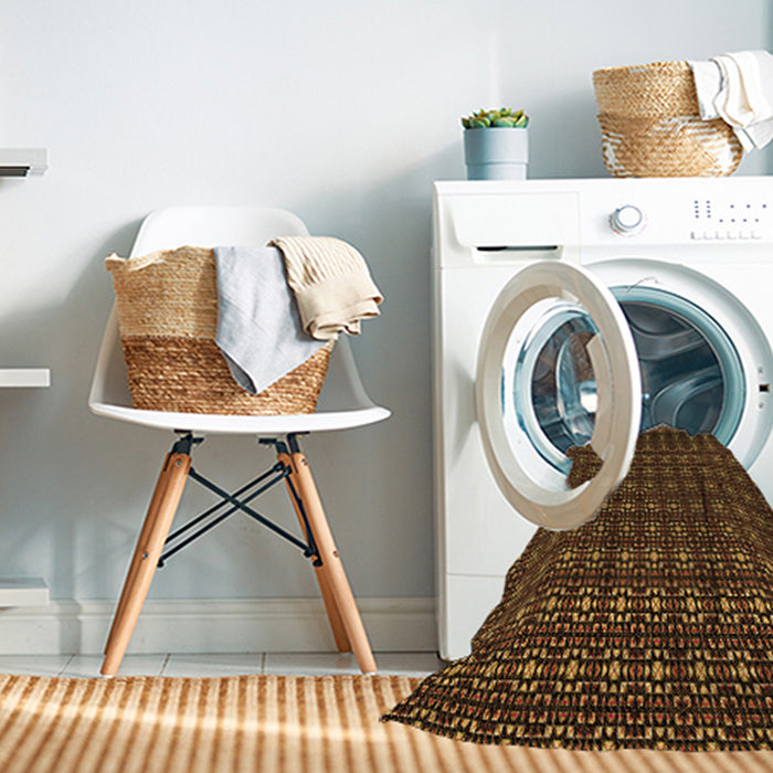 Machine Washable Transitional Black Brown Rug in a Washing Machine, wshpat3689org