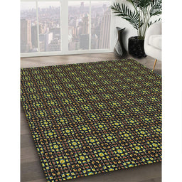 Patterned Mid Gray Novelty Rug in Family Room, pat3689