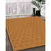 Patterned Mahogany Brown Rug in Family Room, pat369org