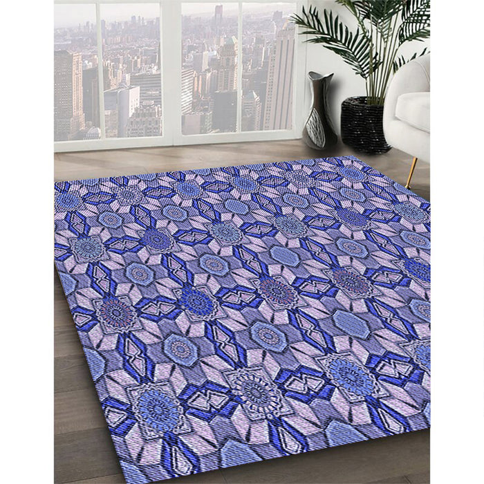 Patterned Purple Mimosa Purple Rug in Family Room, pat3690blu