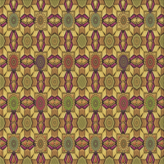 Round Patterned Yellow Rug, pat3690brn