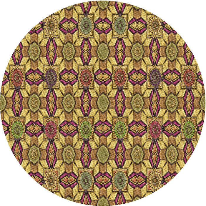 Square Machine Washable Transitional Yellow Rug in a Living Room, wshpat3690brn