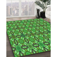 Patterned Neon Green Rug, pat3690grn