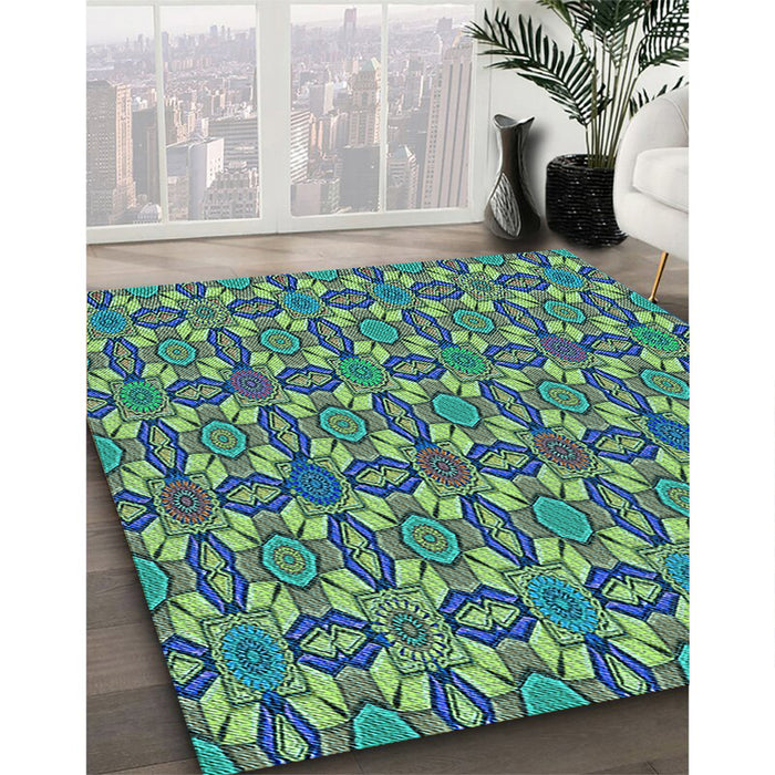 Machine Washable Transitional Blue Rug in a Family Room, wshpat3690lblu
