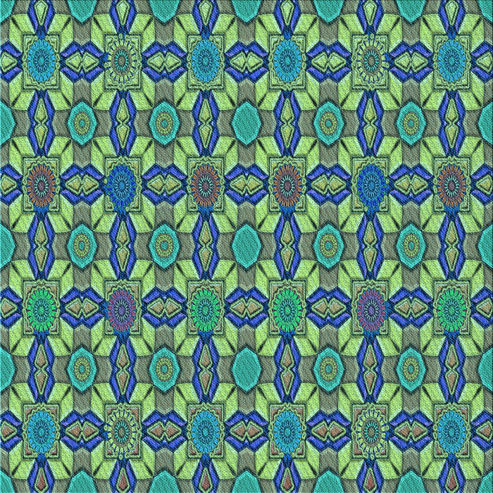 Round Patterned Blue Rug, pat3690lblu