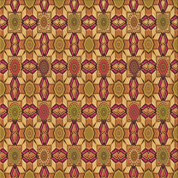 Round Patterned Yellow Rug, pat3690org