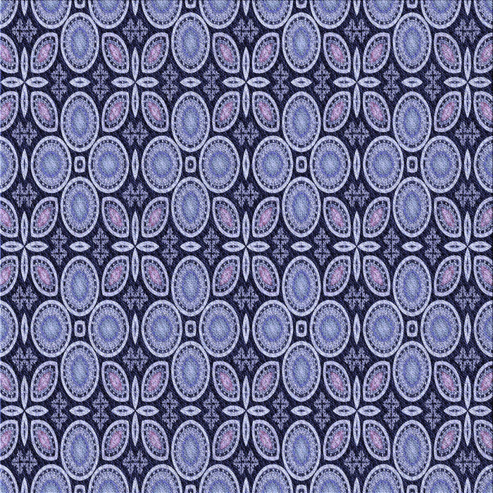 Round Patterned Blue Rug, pat3691blu